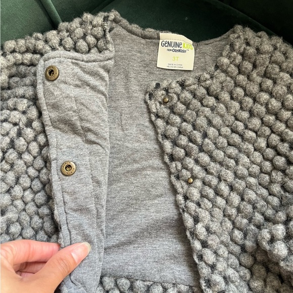 Oshkosh Genuine Kids Gray Textured Wool Cardigan - Picture 4 of 6